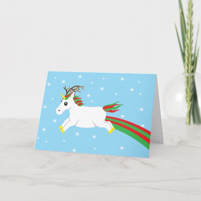 Festiva Tarjeta de Navidades unicornios de renos mágicos (Anverso)