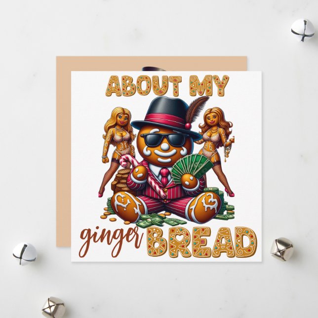 Festiva Tarjeta de Navidades urbanos divertidos de Gingerb (Anverso/Reverso In Situ)