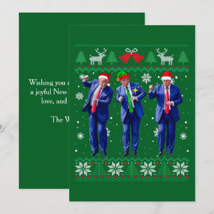 Festiva Tarjeta de Navidades verdes de Trump Santa Hat Dan