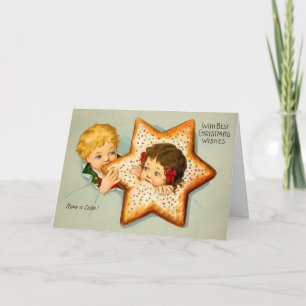 Festiva Tarjeta de Navidades victorianos Cookie Kids
