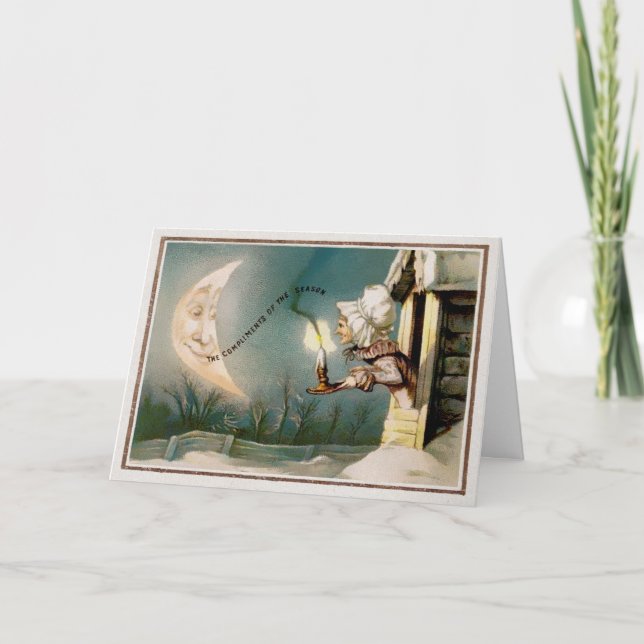 Festiva Tarjeta de Navidades victorianos de época (Anverso)