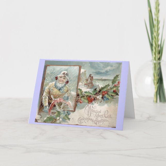 Festiva Tarjeta de Navidades victorianos de época (Anverso)