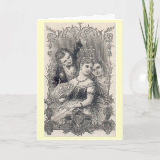 Festiva Tarjeta de Navidades victorianos de época (Anverso)