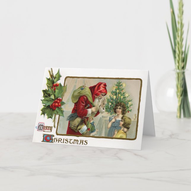 Festiva Tarjeta de Navidades victorianos de época (Anverso)