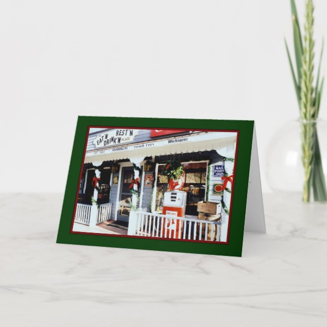 Festiva Tarjeta de Navidades 'Vintage Americana' - Anticua (Anverso)