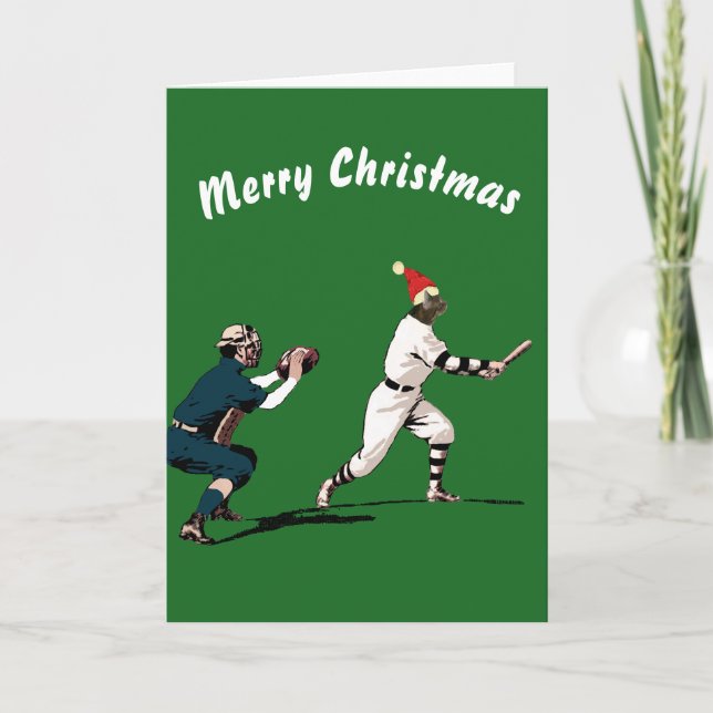 Festiva Tarjeta de Navidades Vintage de Béisbol (Anverso)