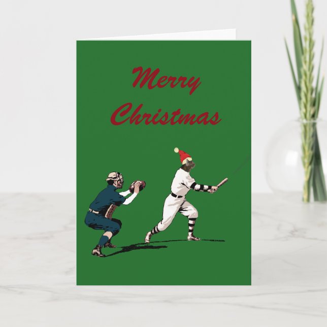 Festiva Tarjeta de Navidades Vintage de Béisbol (Anverso)