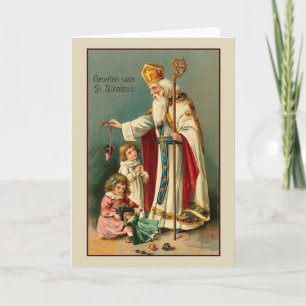Festiva Tarjeta de Navidades Vintage Dutch St. Nikolaas