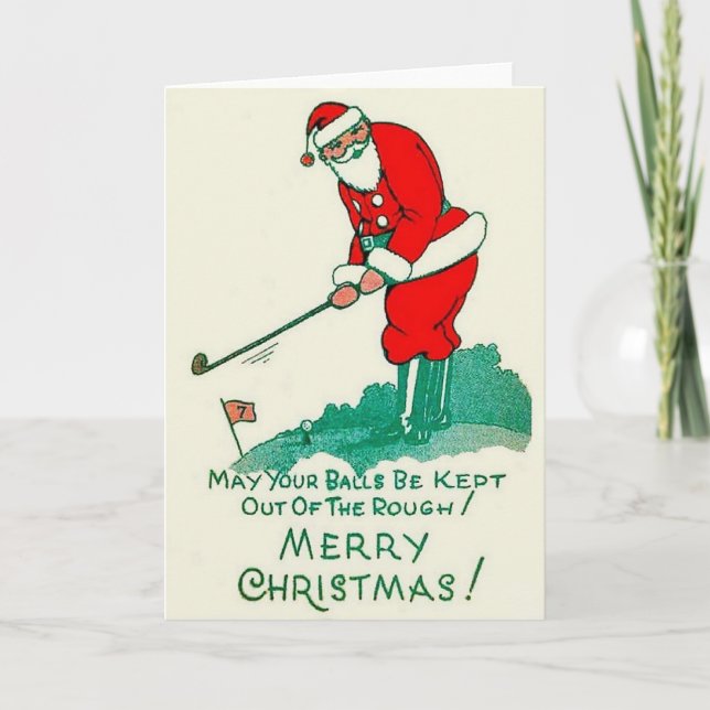 Festiva Tarjeta de Navidades Vintage Golf (Anverso)