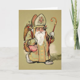 Festiva Tarjeta de Navidades Vintage Saint Nick