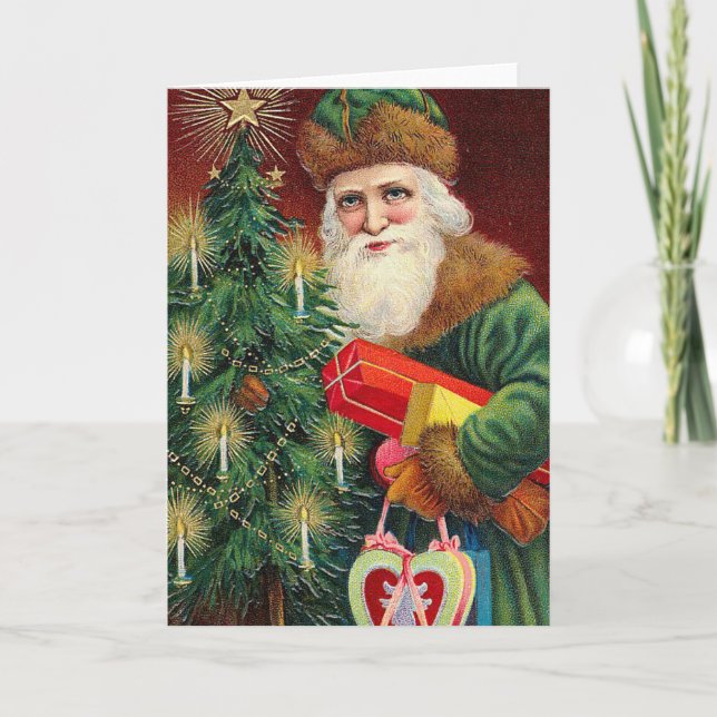 Festiva Tarjeta de navidades Vintage santa (Anverso)