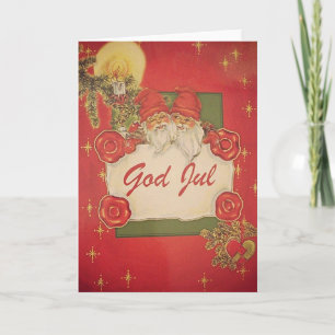 Festiva Tarjeta De Navidades Vintage Sueco Y Noruego