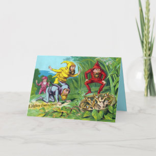 Festiva Tarjeta de Navidades Vintage Victorian Gnomes