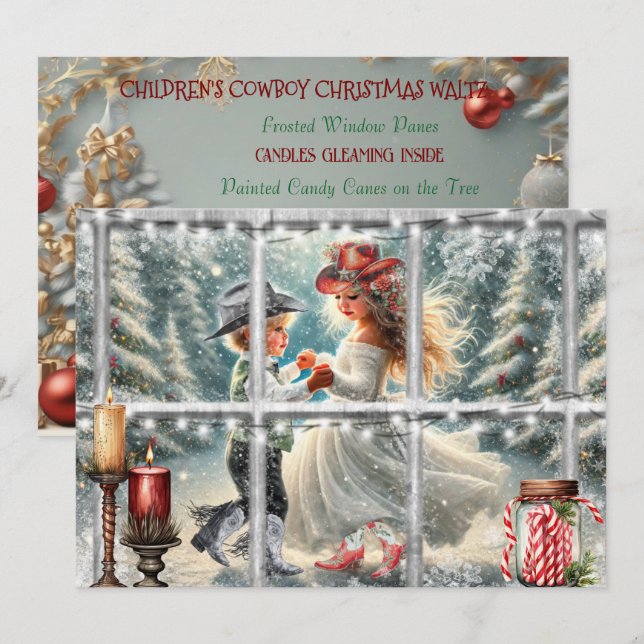 Festiva Tarjeta de Navidades Waltz para Navidades de cowbo (Anverso / Reverso)