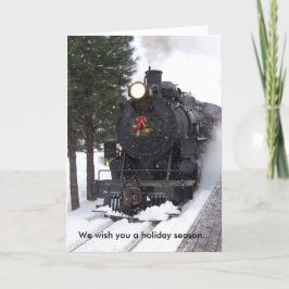 Festiva Tarjeta de Navidades Wreath de locomotoras