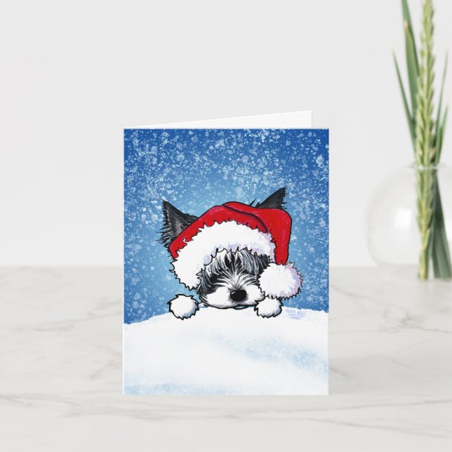 Festiva Tarjeta de Navidades Yorkie (Anverso)