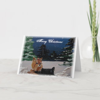 Festiva Tarjeta de Navidades Yorkie