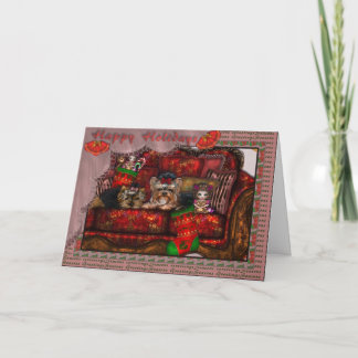 Festiva Tarjeta de Navidades Yorkie