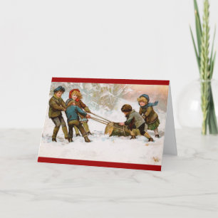 Festiva Tarjeta de Navidades Yule Log