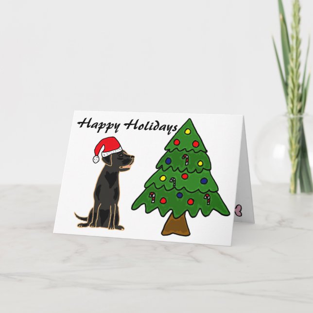 Festiva Tarjeta de Navidades ZA-Black Labrador (Anverso)