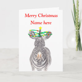 Festiva Tarjeta de Navidades Zebra, tarjeta de vacaciones 