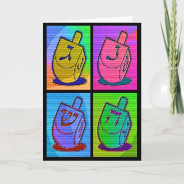 Festiva Tarjeta de neón de Chanukah (Anverso)