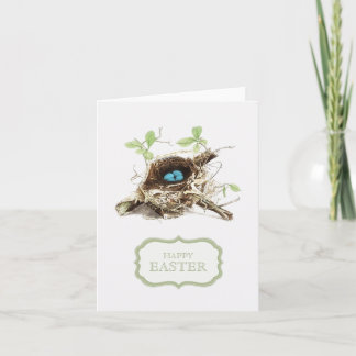 Festiva Tarjeta de nido de aves y huevos de pascua
