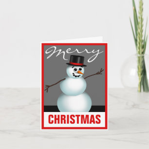 Festiva Tarjeta de nieve Trendy Red Merry Christmas