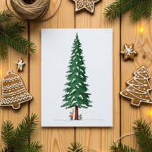 Tarjeta de niños lindos decorando un gran árbol de