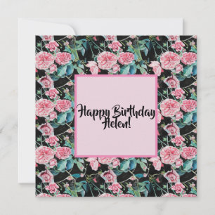 Festiva Tarjeta de nombre de señoras de patrón floral rosa