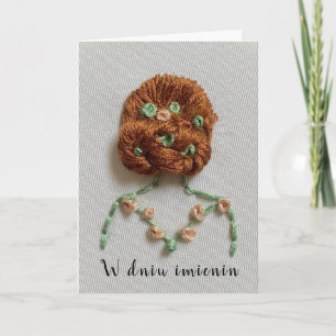Festiva Tarjeta de nombre polaco bordado imieniny