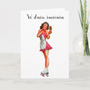Festiva Tarjeta de nombres polaca tarjeta de felicitación 