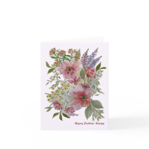Tarjeta de nota/felicitación de ramo floral rojo