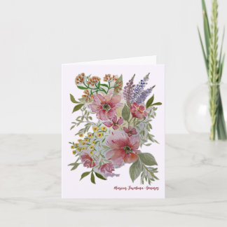 Festiva Tarjeta de nota/felicitación de ramo floral rojo