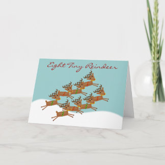 Festiva Tarjeta de ocho pequeños Navidades de renos