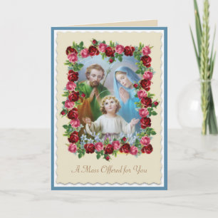 Festiva Tarjeta de Ofrenda de Misa Católica
