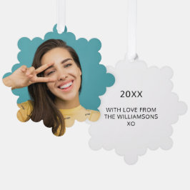 Festiva tarjeta de ornamento fotográfico con la ca