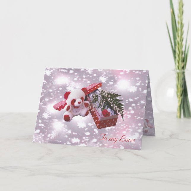 Festiva Tarjeta de oso de San Valentín dulce (Anverso)