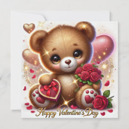 Festiva Tarjeta de Oso de Teddy de Saludo de El día de San