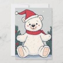 Tarjeta de oso para navidades