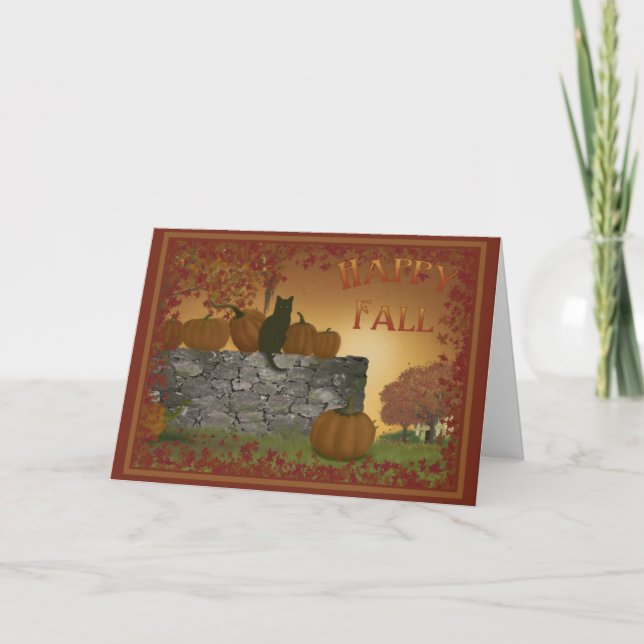 Festiva Tarjeta de otoño feliz (Anverso)