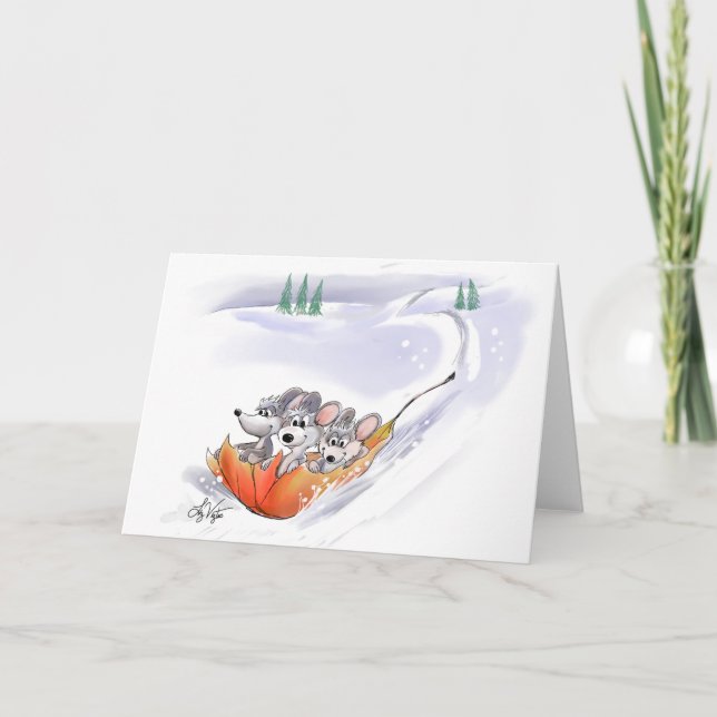 Festiva Tarjeta de paisaje de vacaciones de invierno de Mi (Anverso)