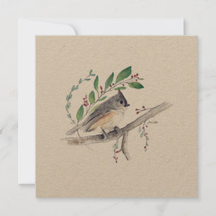Festiva Tarjeta de pájaro de arte de Titmouse