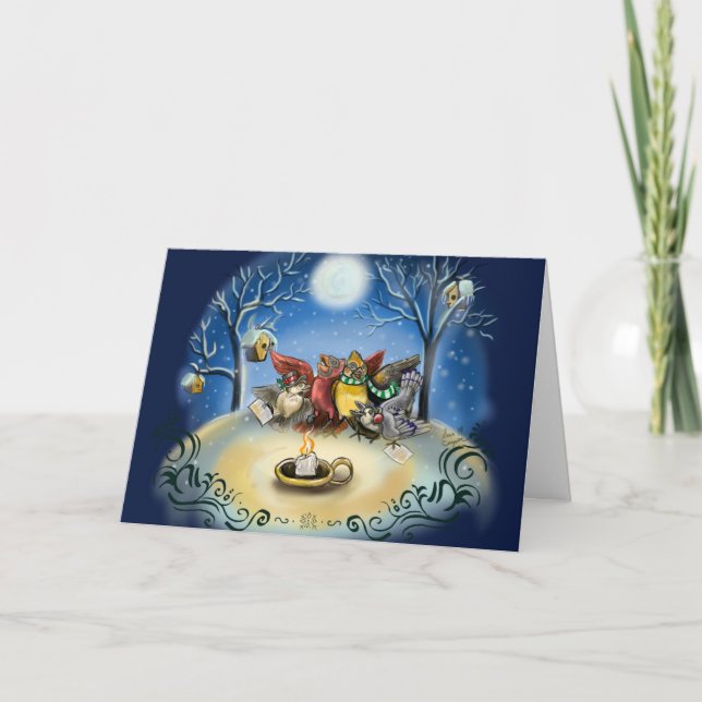 Festiva Tarjeta de pájaro de carga para navidades (Anverso)