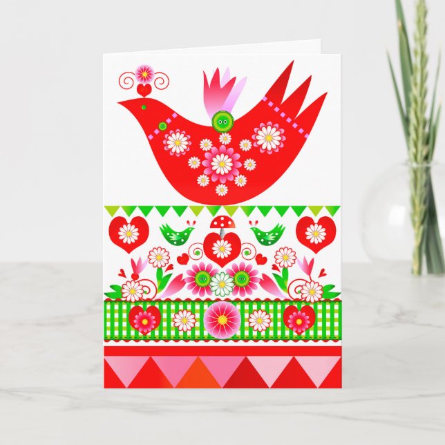 Festiva Tarjeta de pájaro festivo Mod Scandi (Anverso)