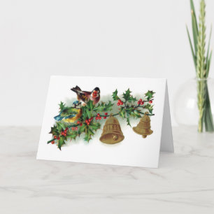 Festiva Tarjeta de pájaro y campanas para Navidades de la