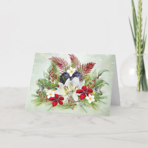 Festiva Tarjeta de palmeras hawaianas y Navidades de flore