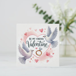 Festiva Tarjeta de palomas y anillos - Sé mi San Valentín 