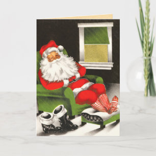 Festiva Tarjeta de Papá Noel del vintage