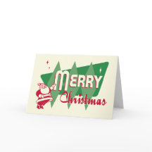 Tarjeta de Papá Noel Retro Merry